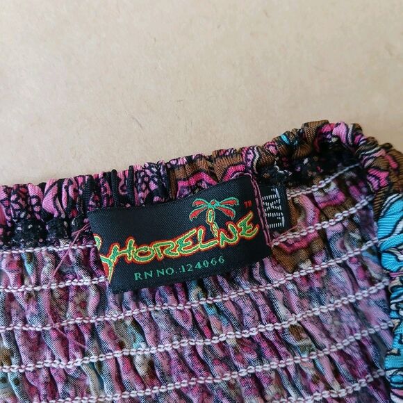 Shoreline Maxi Dress Womens L/XL Halter Smocked Back Pink Paisley Beach Artsy - Picture 3 of 9